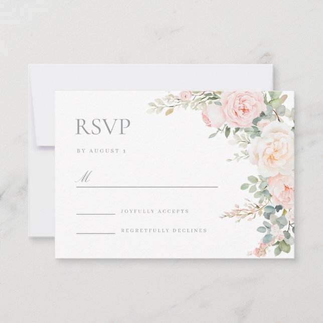 Tarjeta RSVP de respuesta de Boda floral de Rubor  (Anverso)