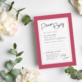 Tarjeta RSVP de respuesta de Boda moderno magenta