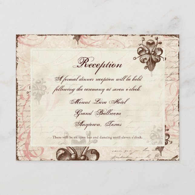 Tarjeta RSVP de respuesta de Boda Swirl Damask de  (Anverso)