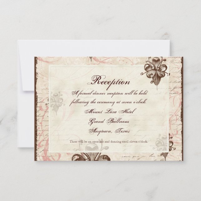 Tarjeta RSVP de respuesta de Boda Swirl Damask de  (Anverso)