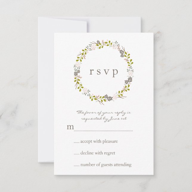 Tarjeta RSVP de Respuesta de Bodas de Woodland (Anverso)