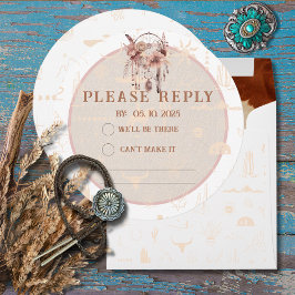 Tarjeta RSVP de respuesta de Boho Ranch Wild West 