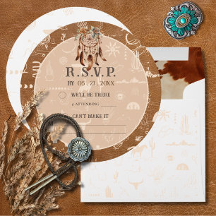 Tarjeta RSVP de Respuesta de Boho Ranch Wild West 