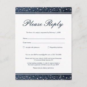 Tarjeta RSVP de respuesta de Denim y Diamantes