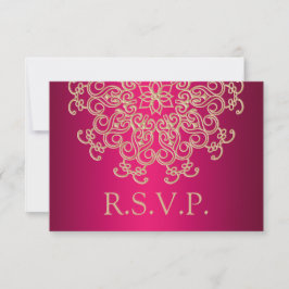 TARJETA RSVP DE RESPUESTA DE FUCHSIA Y ORO INDIO