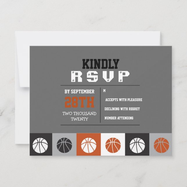 Tarjeta RSVP de respuesta de Guay BASKETBALL Bar M (Anverso)