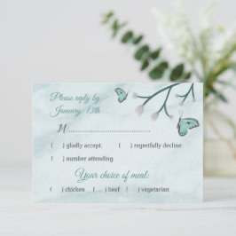 tarjeta rsvp de respuesta de mariposas azules romá