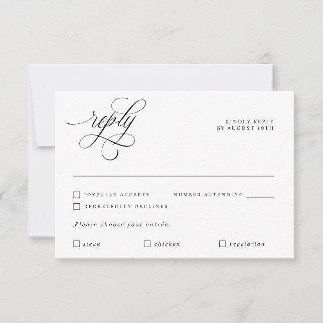 Tarjeta RSVP de respuesta de matrimonio elegante d (Anverso)