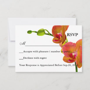 Tarjeta RSVP de respuesta de orquídeas Naranjas el