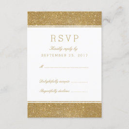 Tarjeta RSVP de respuesta de Purpurina de oro Faux