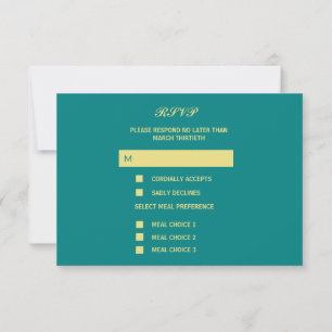 Tarjeta RSVP de respuesta de Rosa verde azulado