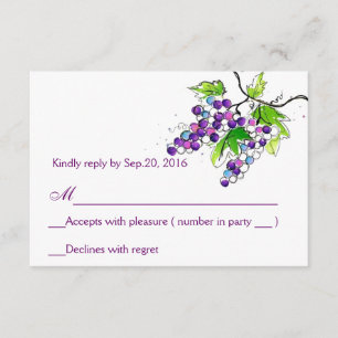 Tarjeta RSVP de respuesta de uvas artísticas de am