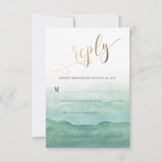 Tarjeta RSVP de respuesta del boda (Anverso)