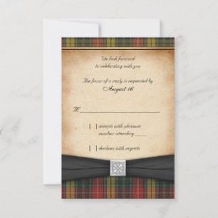 Tarjeta RSVP de respuesta del Boda de Tartán capea