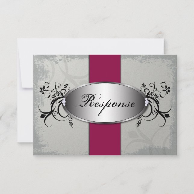 Tarjeta RSVP de Respuesta del boda - Gris de pizar (Anverso)
