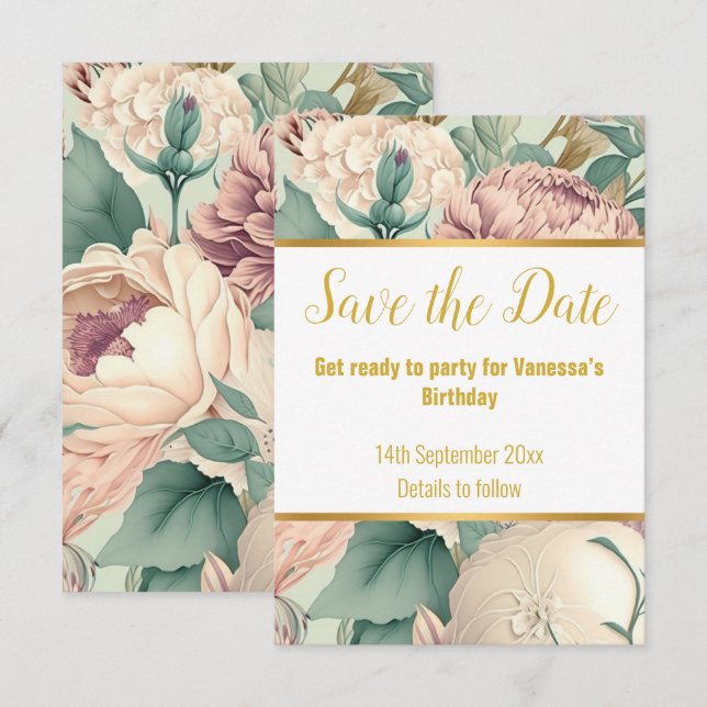 TARJETA RSVP DE RESPUESTA FLORAL DE SAGE ELEGANTE (Anverso / Reverso)