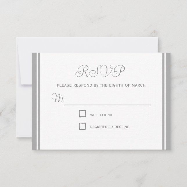 Tarjeta RSVP de respuesta gris pálido (Anverso)
