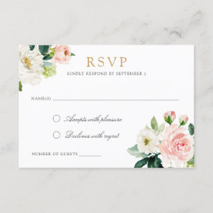 Tarjeta RSVP de respuesta romántica blanca de Rubo