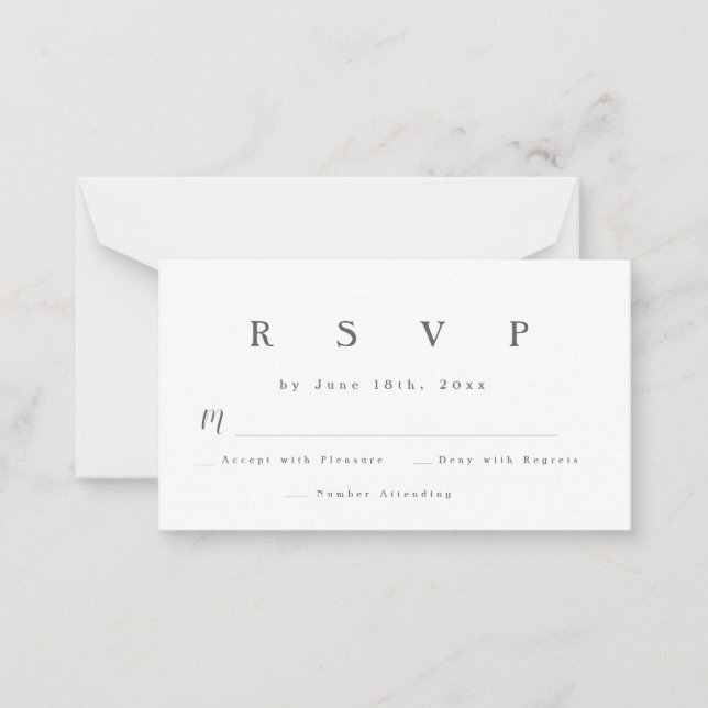 Tarjeta RSVP de respuesta simple de Boda con letra (Anverso)