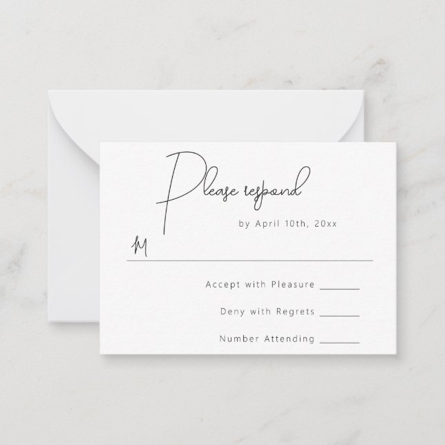 Tarjeta RSVP de respuesta simple de Boda de presup (Anverso)