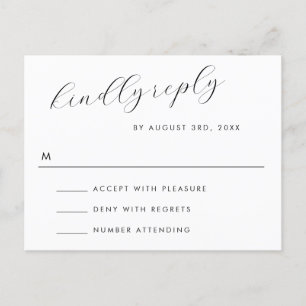 Tarjeta RSVP de respuesta simple de Boda de script