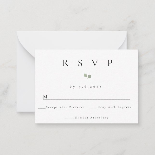 Tarjeta RSVP de respuesta simple de Boda de verde  (Anverso)