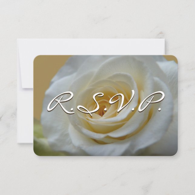 Tarjeta RSVP de Rosa Blanca Personalizada para Inv (Anverso)