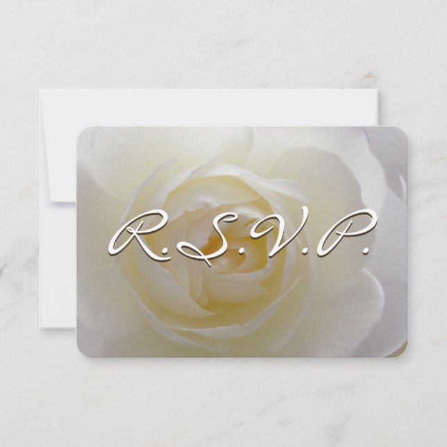Tarjeta RSVP de Rosa Blanca Personalizada para Inv (Anverso)