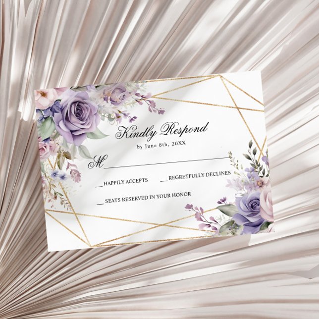Tarjeta RSVP de Rosa Purple y Rubor (Subido por el creador)