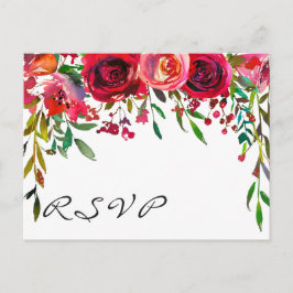 Tarjeta RSVP de rosa roja simple moderna