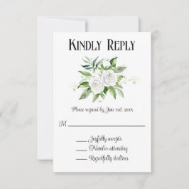 Tarjeta RSVP de Rosas Blancas y Boda Respiratoria 
