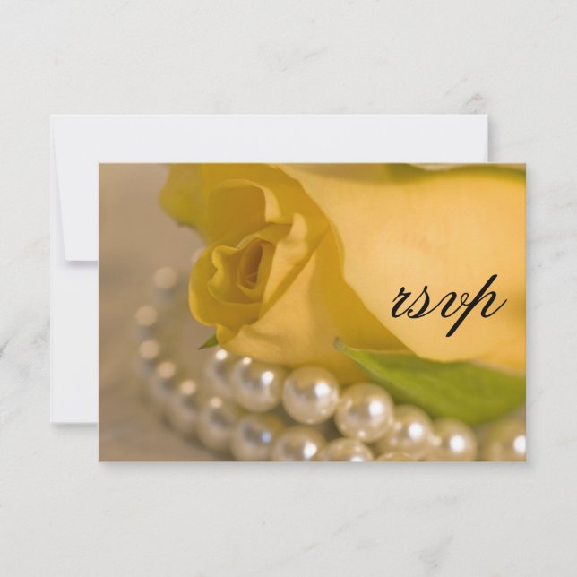 Tarjeta RSVP de RSVP de Rosas Amarillas y Perlas B (Anverso)