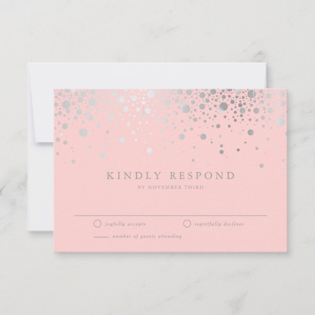 Tarjeta RSVP de Rubor de Relieve metalizado platea (Anverso)