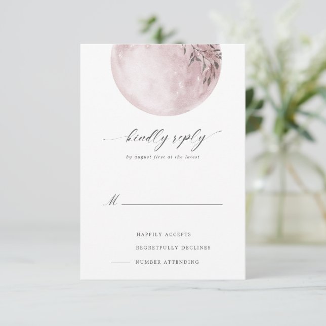 Tarjeta RSVP de Rubor Full Moon para Mystical (Anverso de pie)