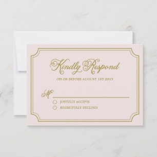 Tarjeta RSVP de Rubor y Gold Whimsical Script Wedd