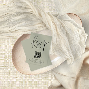 Tarjeta RSVP de sabio suave de Boda de código QR m