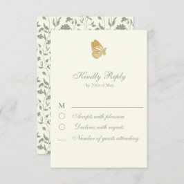 Tarjeta RSVP de sabio y crema floral de estilo vin