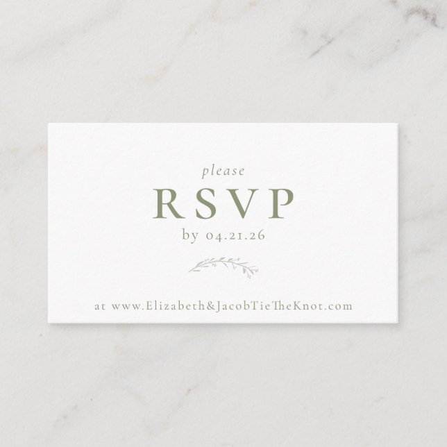 Tarjeta RSVP de Sage Green Berries y hojas (Anverso)