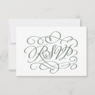 Tarjeta RSVP de Sage Green Calligraphy Boda de com