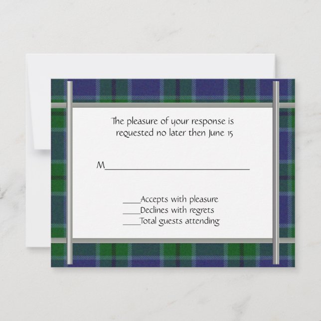 Tarjeta RSVP de Scott Plaid Wedding (Anverso)