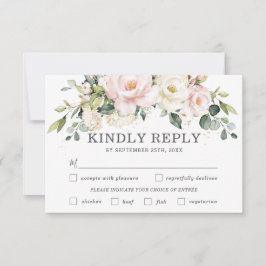 Tarjeta RSVP de selección de Boda floral de marfil