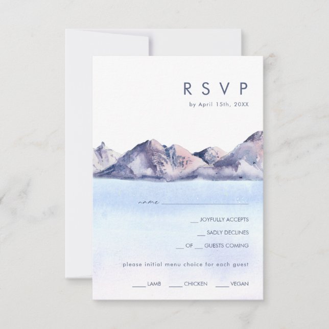 Tarjeta RSVP de selección de menú de montaña de in (Anverso)