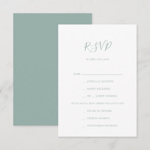 Tarjeta RSVP de selección de menú verde Sage
