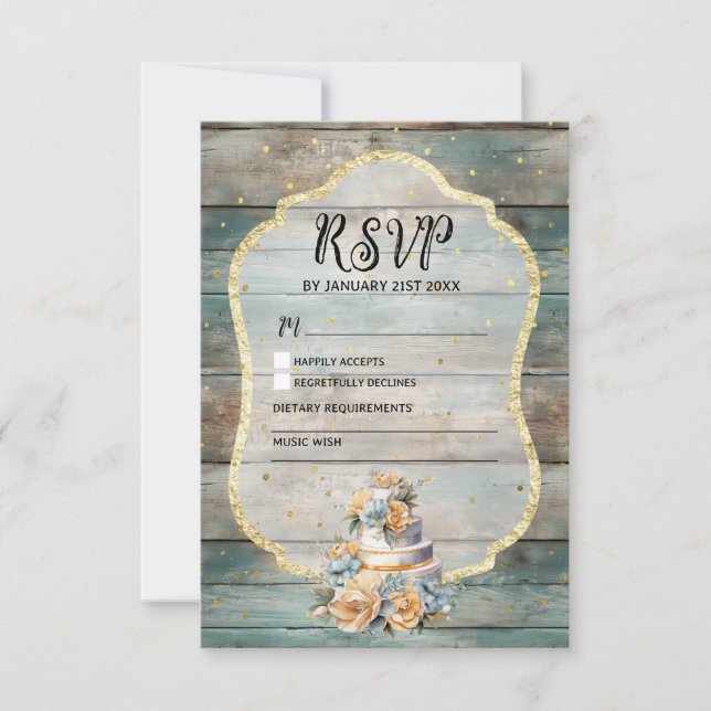 Tarjeta RSVP de Shabby Chic Pastel Wood (Anverso)