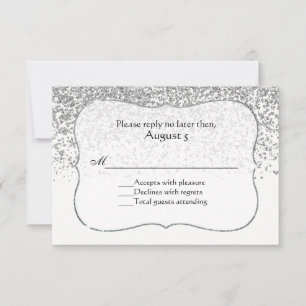 Tarjeta RSVP de Silver Purpurina Look All Purpose