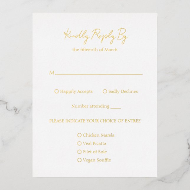 Tarjeta RSVP de simple elegancia clásica de boda d (Anverso)
