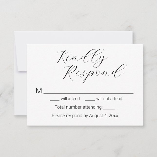 Tarjeta RSVP de simple escritura elegante y Minima (Anverso)