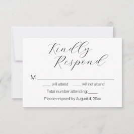 Tarjeta RSVP de simple escritura elegante y Minima