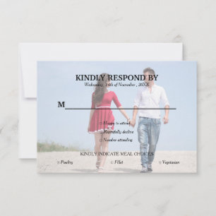 Tarjeta RSVP de simple tipografía de boda fotográf