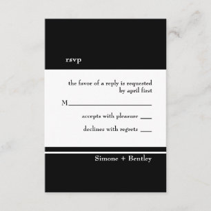 Tarjeta Rsvp de simplicidad: negro y blanco
